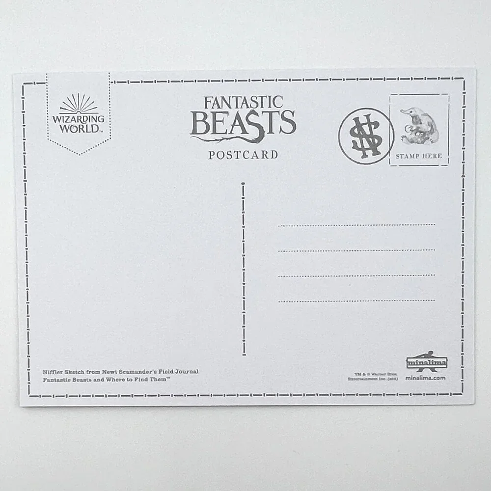 MinaLima Mystery Postcard Harry Potter Fantastic Beasts Newt Scamander Niffler